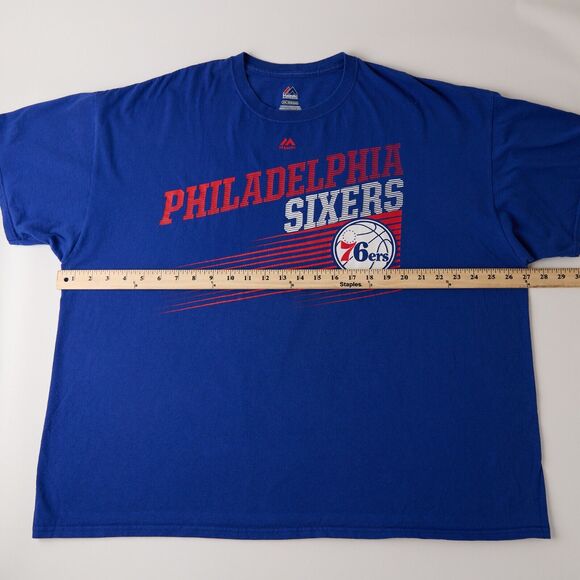 Majestic Philadelphia 76ers T-Shirt Mens 2XL Blue NBA Basketball Graphic Tee - Picture 3 of 7